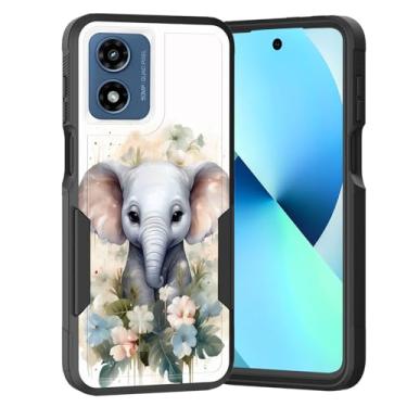 Imagem de KJFHDJFDH Capa para Moto G Play 4G 2024, camada dupla, híbrida, resistente, à prova de choque, policarbonato rígido + capa protetora de silicone macio para Motorola Moto G Play 4G 2024, elefante bebê