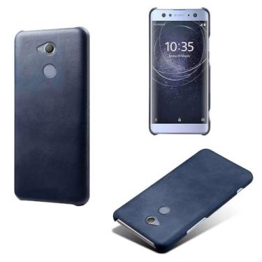 Imagem de Capa para Sony Xperia XA2 Ultra,Proteção contra quedas,Casca de volta de cor sólida simples,Design de couro de imitação de plástico-Blue