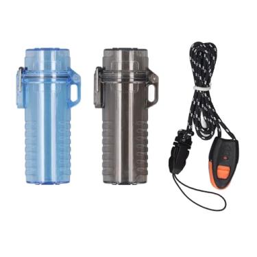 Imagem de Haofy Caixa de Caixa de Bolso à Prova de água, Pequeno Organizador Portátil Mini Recipiente 2pcs Caixa de Proteção de Chave Com Chaveiro para Camping Ao Ar Livre Cas Cigarros da (Preto e azul)