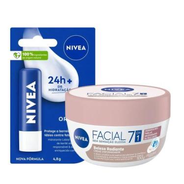 Imagem de Kit Nivea Hidratante Labial Original Care 4,8g + Hidratante Facial Bel