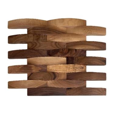 Imagem de Ioensy Painel de parede de madeira 3D fácil de fazer você mesmo, revestimento decorativo de parede interna, painéis de madeira para sala de jantar, decoração, Marrom