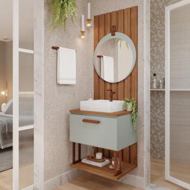 Imagem de Gabinete Suspenso com Cuba, Painel Ripado e Espelheira 60cm Mari Espre