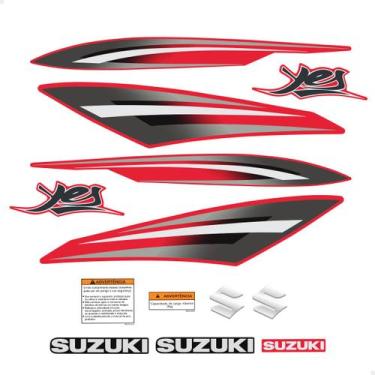 Imagem de Adesivos Suzuki Yes 125 2009/2010 Moto Vermelha + Emblemas - SPORTINOX