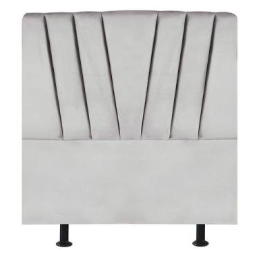 Imagem de Cabeceira Estofada De Cama Casal Box 140 Cm Louise Suede Cinza Claro -