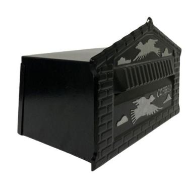 Imagem de Caixa De Correios Pombinhos De Muro Grande 20x25x12cm Preto - Nossa Ka
