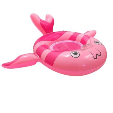 Imagem de Boia Inflável Infantil com Assento – Modelos Animais, Carros, Unicórnio, Tubarão e Muito Mais – Brinquedo de Piscina e Praia para Crianças (Boia Inflável Peixe Rosa Listrado)