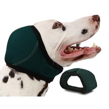 Imagem de AOOLMOL Protetor de orelha de cachorro para hematoma, banho, secagem, natação e alívio da ansiedade por ruído - Proteção elástica à prova d'água com capuz calmante design para cuidados pessoais