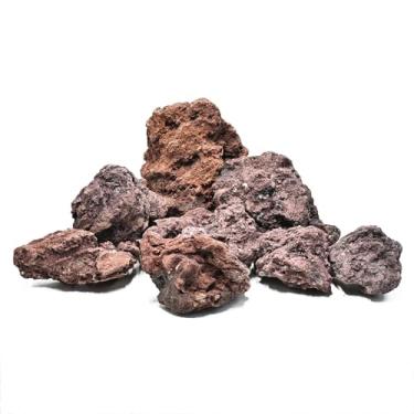 Imagem de KINGRUI Pedra vulcânica natural vulcânica para paisagismo de aquário, decoração de aquário de peixes, decoração de terrário, aprimoramento de filtragem de água (pedra vulcânica vermelha, 3,6 kg)