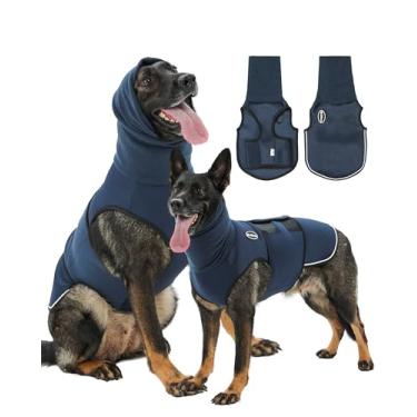 Imagem de Meifsou Colete de ansiedade para cães com capuz, jaqueta de trovão amigável para a pele, camisa calmante para cães multifuncional com capuz para trovões, fogos de artifício, separação - Mantenha o