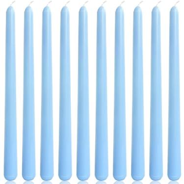 Imagem de Velas cônicas azuis para bebês de 25 cm para ambientes religiosos e espirituais, pacote com 10 castiçais sem cheiro para férias, celebração sazonal e decoração de casa