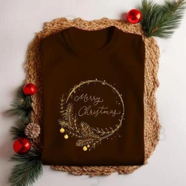 Imagem de Camiseta Unissex Natal Merry Christmas Ramo Galhos Festa Personalizada