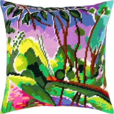 Imagem de Brvsk Kit de ponto cruz estampado artístico para adultos e iniciantes — Vista da margem do rio por Henri Matisse 40,6 cm × 40,6 cm com design impresso claro e preciso em tela de algodão; inclui