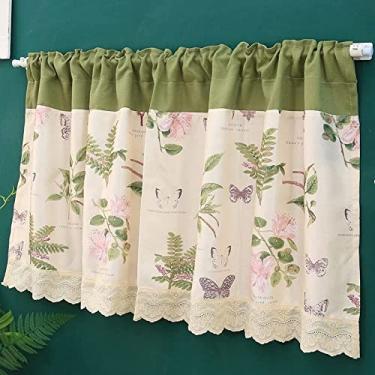 Imagem de Cortina curta de cozinha, cortinas de café, cortinas curtas para cozinha, quarto, cortina de janela estilo country, cortina de bistrô para banheiro/sala de estar/restaurante, 1 peça, 90 x 120 cm