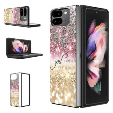 Imagem de RAUEDWDJS Capa dobrável para Google Pixel 10 Pro, capa protetora à prova de choque para Google Pixel 10 Pro Fold 20.3 cm 2025-Pink Glitter Psalm 46:5