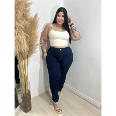 Imagem de Calça Jeans Feminina Plus Siza Skinny, Azul escuro, 48