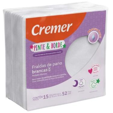 Imagem de Pacotão Fralda de Pano Branca Pinte e Borde 15 un Cremer