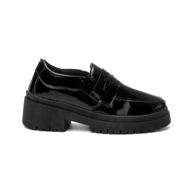 Imagem de Mocassim Atikkos Tratorado Oxford Casual Feminino, Preto verniz, 38