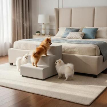 Imagem de Escada Estofada para Pets com 3 degraus - Sami Comfort, Suede Veludo -