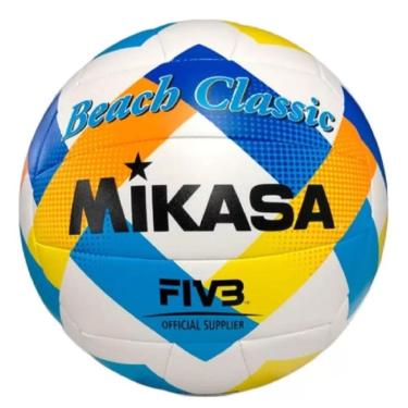 Imagem de Bola de Vôlei de Praia Mikasa BV543-Y Branco, Amarelo e Azul-Unissex