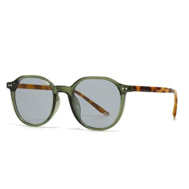 Imagem de Óculos de Sol Redondos Femininos com Rebites, Estilo Punk Masculino, Proteção UV400 e Lentes Degradê para Esportes ao Ar Livre, Corrida e Ciclismo, Verde Claro e Cinza