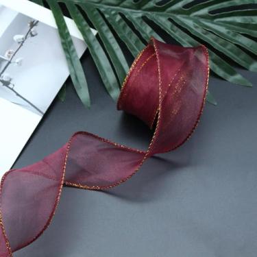 Imagem de 6 fitas de cetim de 60 metros, 4 cm de largura, 10 jardas por rolo de seda, perfeitas para artesanato, laços de cabelo, embrulho de presente, decoração de festa de casamento e muito mais (fita D-vinho