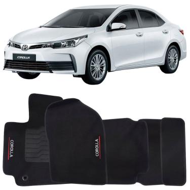 Imagem de Tapete Carpete Corolla 2018 à 2019 Preto Logo Bordado Jogo 5 Peças Personalizado Automotivo