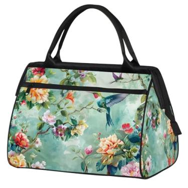 Imagem de Bolsa de fim de semana noturna para mulheres, homens, flores, arte colorida, impermeável, bolsa de viagem com zíper, leve, esportiva, academia, bagagem, bolsa de treino para viagem, ioga, acampamento