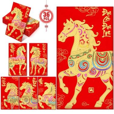 Imagem de Colarr Pacote com 36 envelopes vermelhos de ano novo vietnamita 2026 envelopes vermelhos para o ano novo vietnamita 2026 com dinheiro da sorte, 15 x 9,5 cm, festival da primavera Hong Bao Li Xi para
