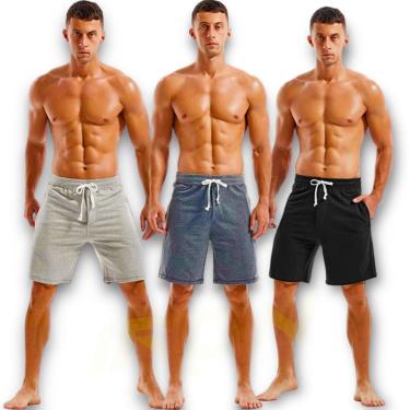 Imagem de Kit C/3 Bermudas Shorts Masculina Academia Treino Corrida Moletom MOLETINHO 518-Masculino