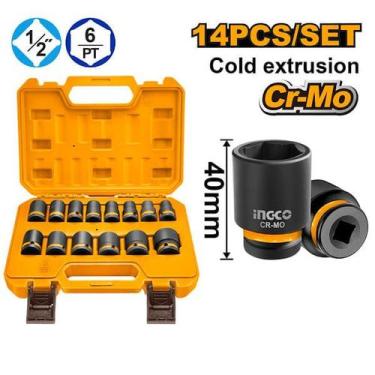 Imagem de Jogo De Soquetes De Impacto Encaixe 1/2Pol C/ 14 Peças INGCO