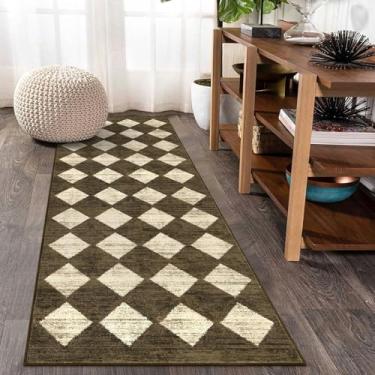 Imagem de HGTRH Tapete corredor corredor, tapete de entrada corredor casa interior lavável, tapete corredor grandes tapetes cozinha lavável antiderrapante, moderno geométrico tapete Runner G 100 x 450 cm