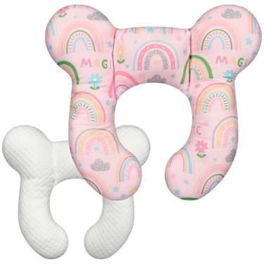 Imagem de DEEZOMO Travesseiro de pescoço de bebê – Travesseiro de cabeça de viagem atualizado para suporte de bebê, apoio de cabeça portátil para crianças e crianças para passeios de carro, aviões, viagens de