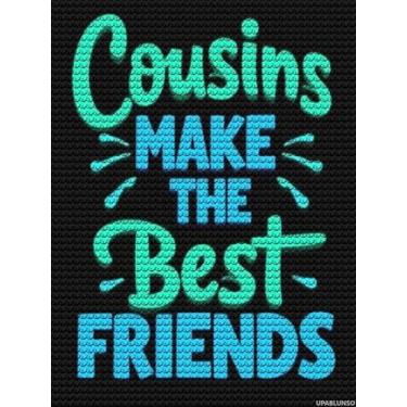 Imagem de UPABLUNSO Kits de pintura de diamante para adultos, primos fazem os melhores amigos, pintura faça você mesmo, 5D, brocas, pontos de diamante, com diamantes, pedras preciosas, arte e artesanato