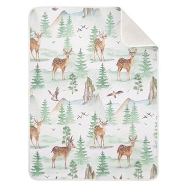 Imagem de Qilmy Cobertor de bebê de animais em aquarela 76 x 101 cm, cobertor infantil de algodão macio para meninos e meninas, cobertor leve e quente para bebês e bebês recém-nascidos