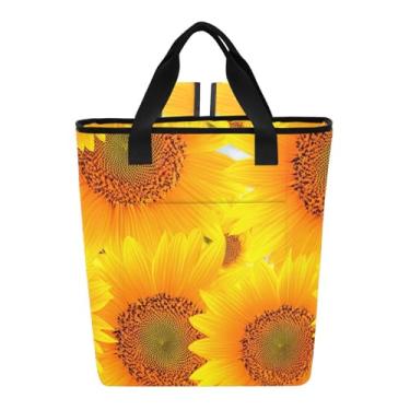 Imagem de Sacos térmicos isolados para praia, girassóis pétalas amarelas mochila térmica 36 latas mochila refrescante