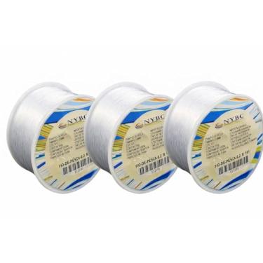 Imagem de Kit com 3 Rolos Fio de Nylon NYBC 0,20mm Transparente 2000m Cada para Artesanato, Bijuterias, Costura, Pesca Leve e Projetos DIY