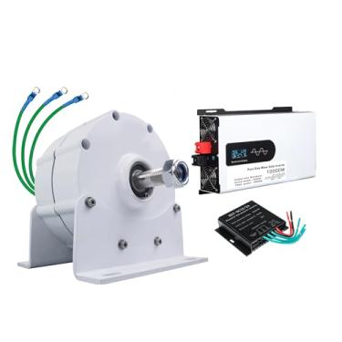 Imagem de HUIZHITENGDA Gerador de Ímanes Permanentes 10000W, Gerador de Turbina Eólica 220V 48V 24V 12V, Gerador CA Sem Redutor com Base, Adequado para Energia Hidráulica e Eólica (Branco),220v