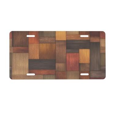 Imagem de Placa de licença de arte de madeira vintage para placas de carro dianteiras de alumínio metal adequado para caminhão, placa de porta de carro, bar, café, acessórios automotivos para homens e mulheres