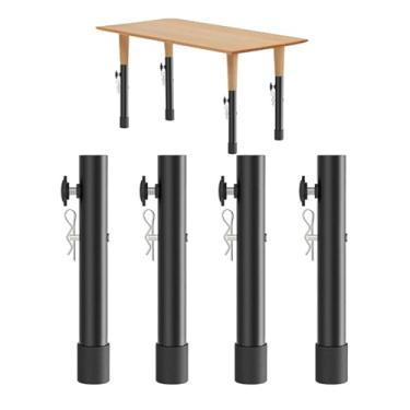 Imagem de POCREATION 4 Peças de Extensores de Perna de Mesa, Extensores de Altura Ajustável Em Aço Com Parafusos de Reforço e Pés de Borracha, para Mesas Dobráveis Pernas Retas Tortas Bancadas