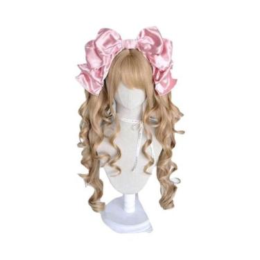 Imagem de Peruca De Cosplay Longa Dourada Com Ondas Duplas E Rabo De Cavalo, Cab