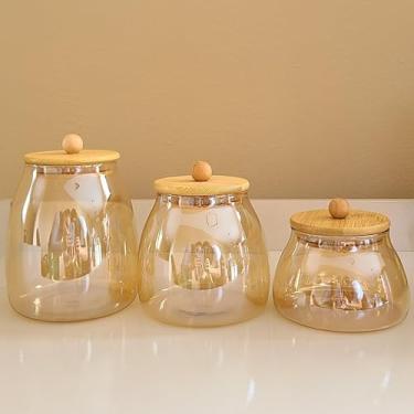 Imagem de Crie Seu Kit de Potes Hermético para Mantimentos e Organizador de Cozinha Dispensa Armário (KIT ÂMBAR BOLINHA,3 POTES (PMG))