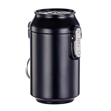 Imagem de 1 cinzeiro exclusivo em forma de lata, mini cinzeiro portátil criativo, adequado para uso no carro, quarto, sala de estar e decoração de casa, preto