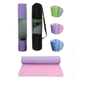 Imagem de Tapete Yoga Pilates TPE Ecológico Bolsa transporte incluída Confortável Fitness Ginastica aula casa(Verde)