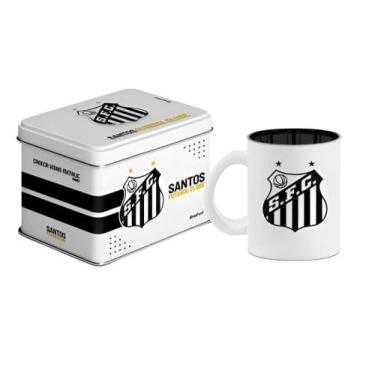 Imagem de Caneca vidro diamond metalic lata santos - BRASFOOT