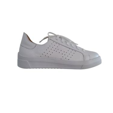 Imagem de Tênis Casual Feminino Branco em Couro Flatform