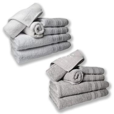 Imagem de Jogo De Toalhas 4 Banhos 4 Rostos 4 Pisos Grande Grossa Branco+cinza