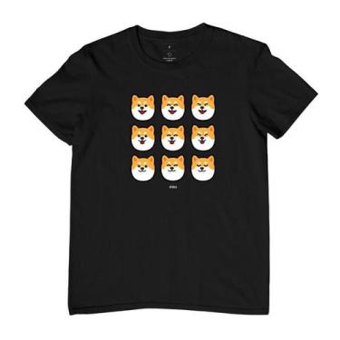 Imagem de Camiseta Masculina Shiba Faces - Reserva, P, Preto