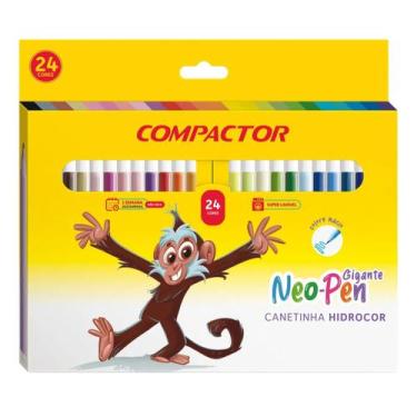 Imagem de Canetinhas Compactor Neo Pen Gigante 24 Cores Super Laváveis