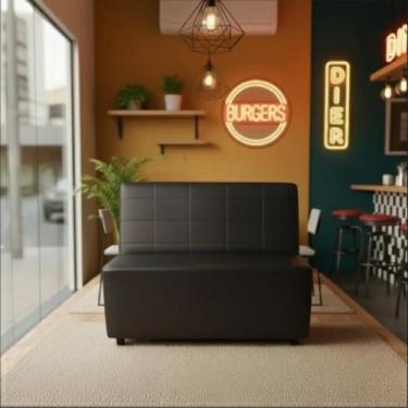 Imagem de Sofá Booth Roma 1,20M Restaurante Lanchonete Cor:Preto - FerrazzaDecor