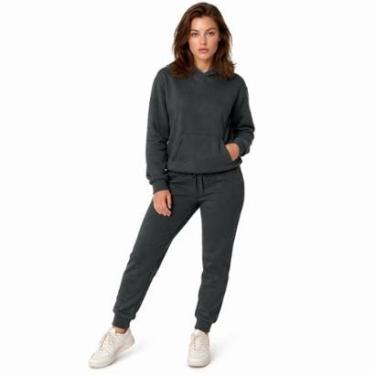 Imagem de Conjunto de Moletom Feminino, Com Capuz, Com Bolso Canguru, Flanelado-Feminino